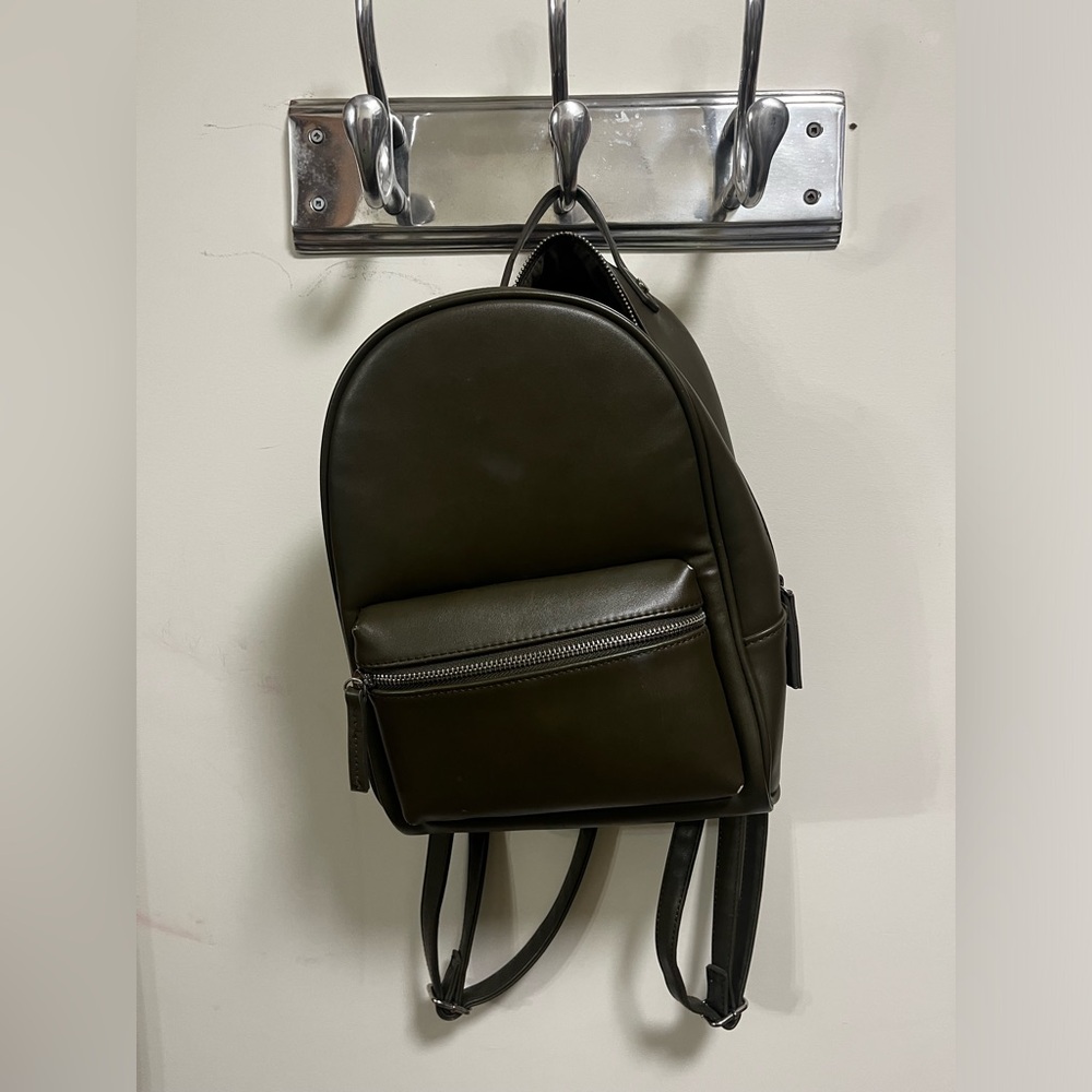 Purse Backpack in Dark Green Leather